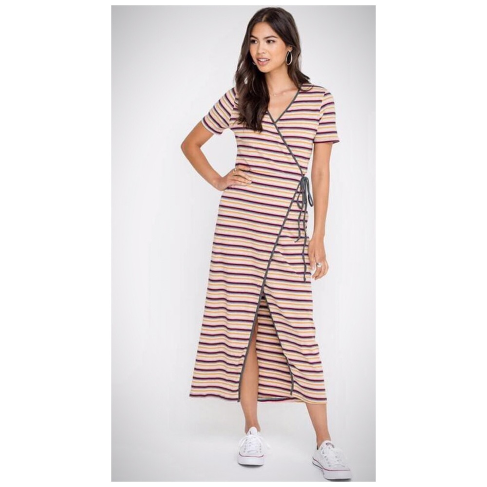 Striped wrap dress